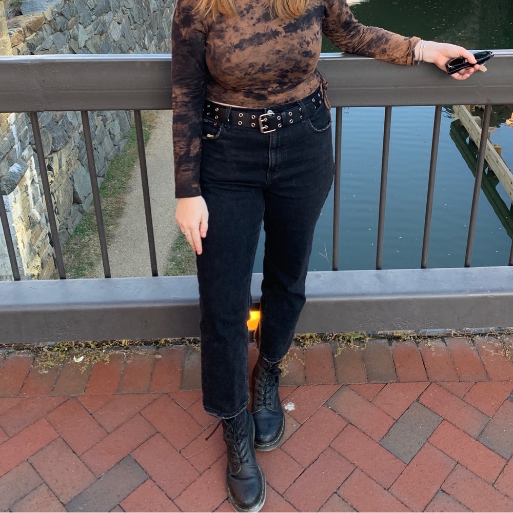 Ultra high rise ankle straight jeans